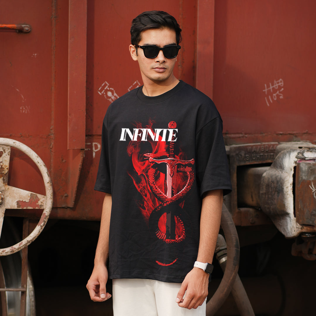 Bloopers Infinte Black Oversized Dropshoulder T-shirt