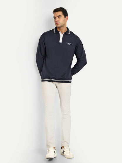 Men's Oversized Navy blue Collar Neck T-shirt