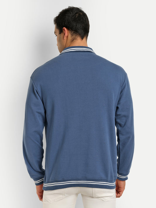 Bloopers Blue Oversized Full Sleeve Cotton Sweatshirt for Men's