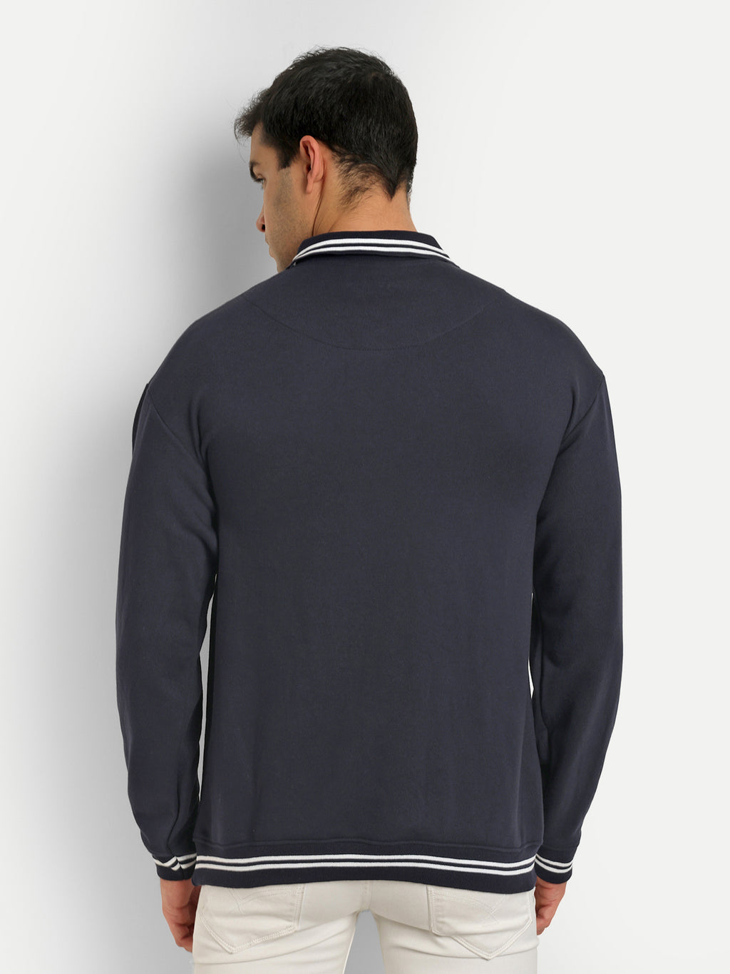 Men's Oversized Navy blue Collar Neck T-shirt