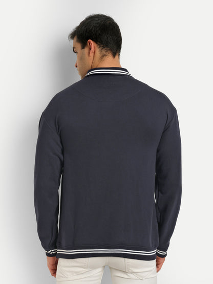 Men's Oversized Navy blue Collar Neck T-shirt