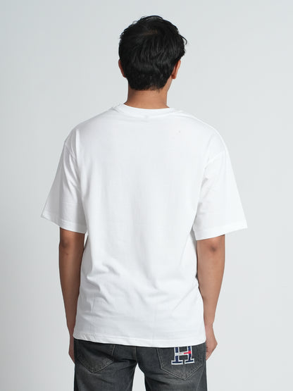 Lagend Inside White Graphic Printed Oversized T-shirt for Men