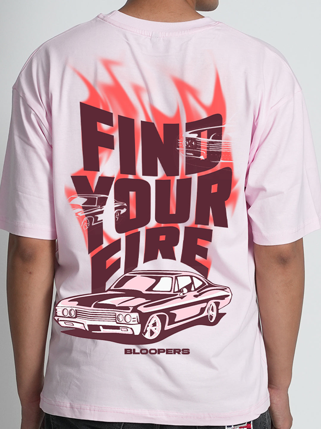 Bloopers Find Your Fire Pastel Pink Oversized Dropshoulder T-shirt