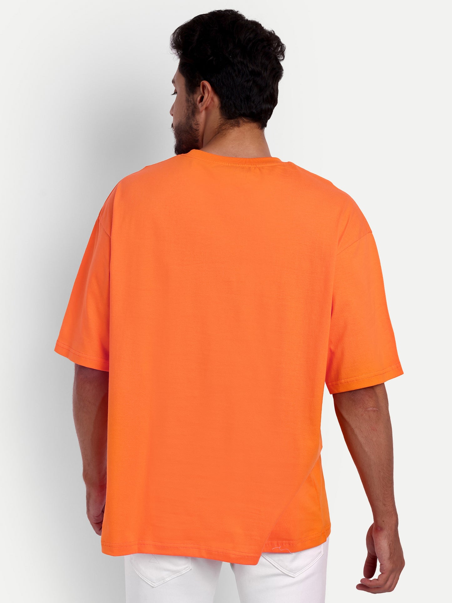 Never Lose Focus Oversized Graphic Orange T-shirt