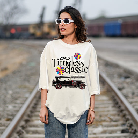 Classic White Oversized Dropshoulder Womens T-shirt