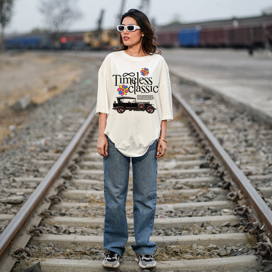 Classic White Oversized Dropshoulder Womens T-shirt