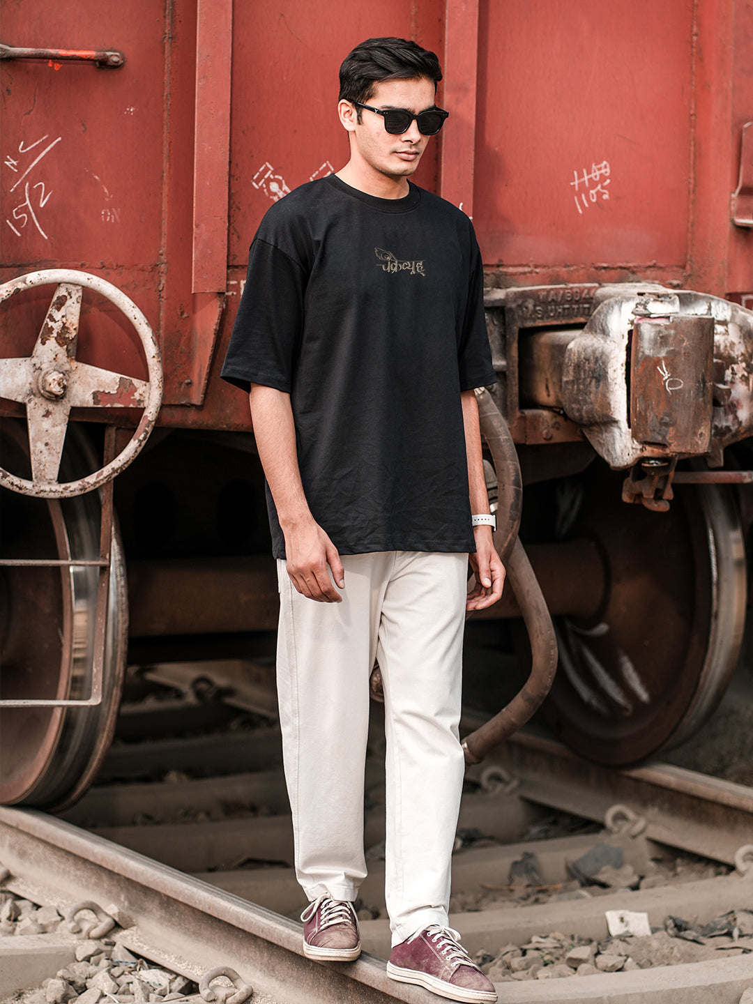 Conspiracy Black Oversized Casual Loose Fit Round neck T-shirt for men