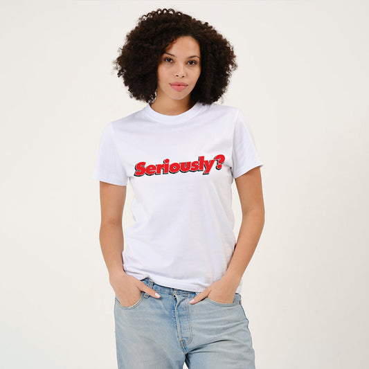 Seriously white graphic t-shirt for women