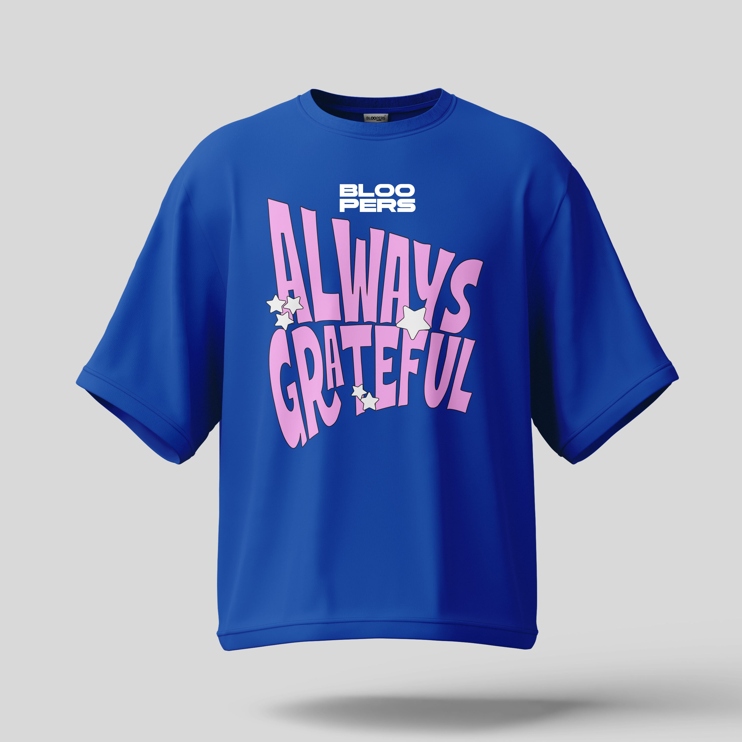 Always Grateful Royal blue Oversized Drop shoulder Printed T-shirt