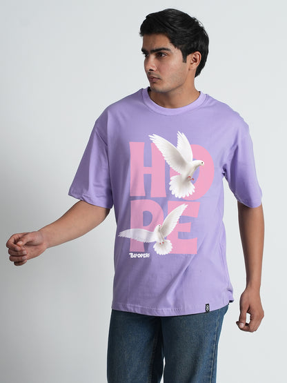 Oversized Lavender Hope Graphic Printed T-shirt For Men