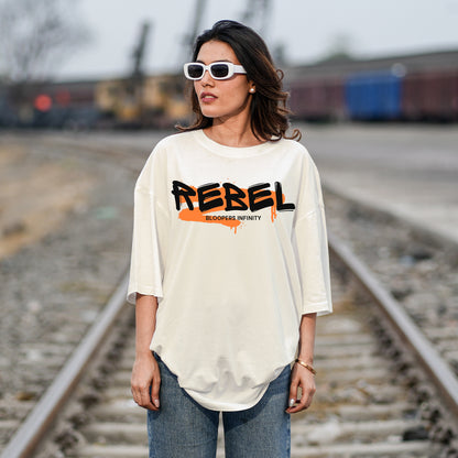 Bloopers Rebel womens white oversized dropshoulder t-shirt