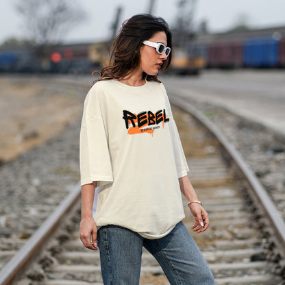 Bloopers Rebel womens white oversized dropshoulder t-shirt