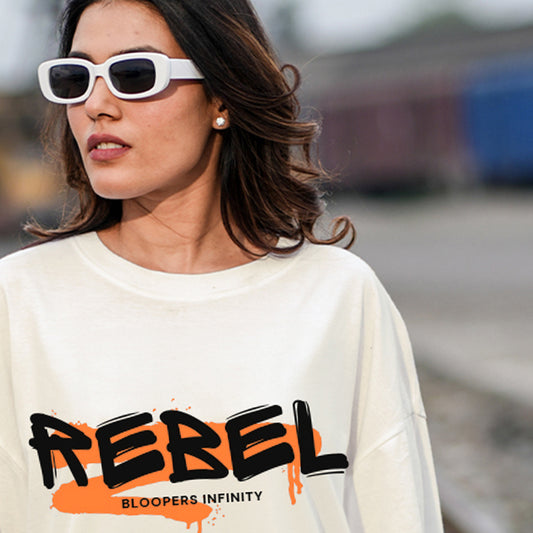 Bloopers Rebel womens white oversized dropshoulder t-shirt