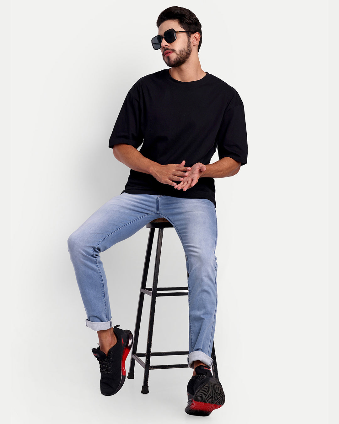 BASIC OVERSIZED DROPSHOULDER LOOSE FIT BLACK T-SHIRT