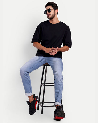 BASIC OVERSIZED DROPSHOULDER LOOSE FIT BLACK T-SHIRT