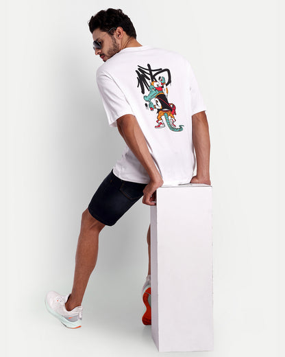 Crocodile Graffiti White Oversised T-shirt