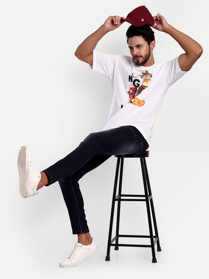 Long weekend giraffe white oversized graphic Tshirt