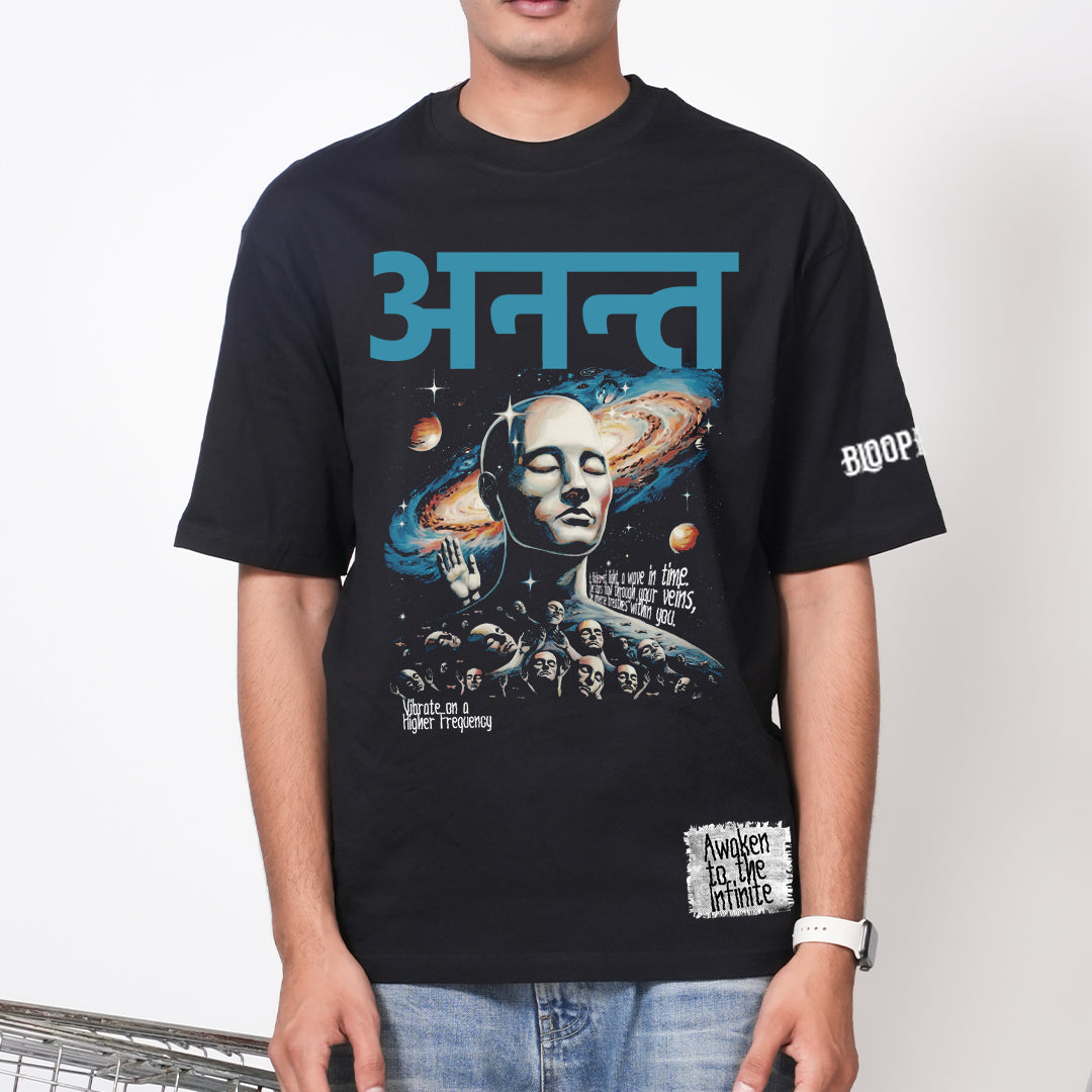 Bloopers Anant Oversized Black T- shirt
