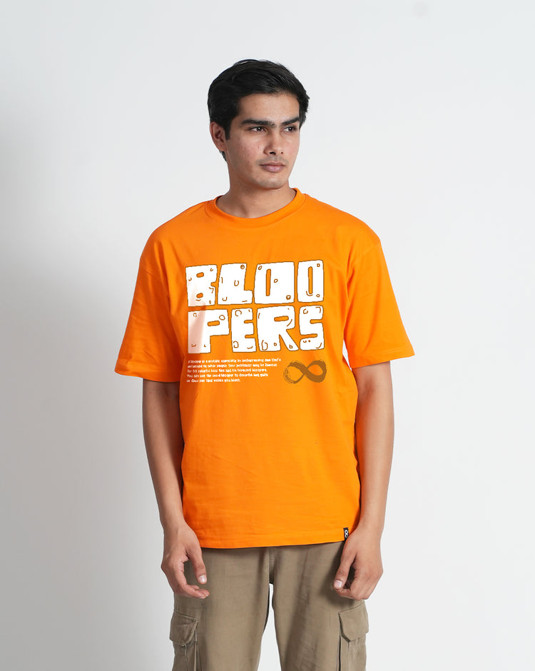 Bloopers infinity orange oversized half sleeve pure cotton t-shirt for Men