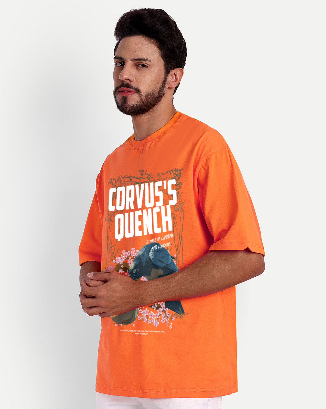 Corvus's Quench Oversized Orange Half Sleeve Summer Wear T-shirt