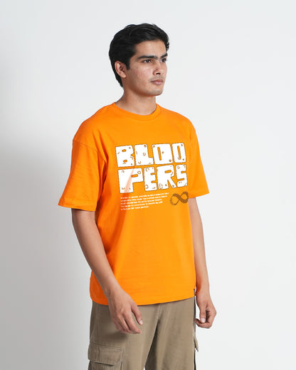 Bloopers infinity orange oversized half sleeve pure cotton t-shirt for Men