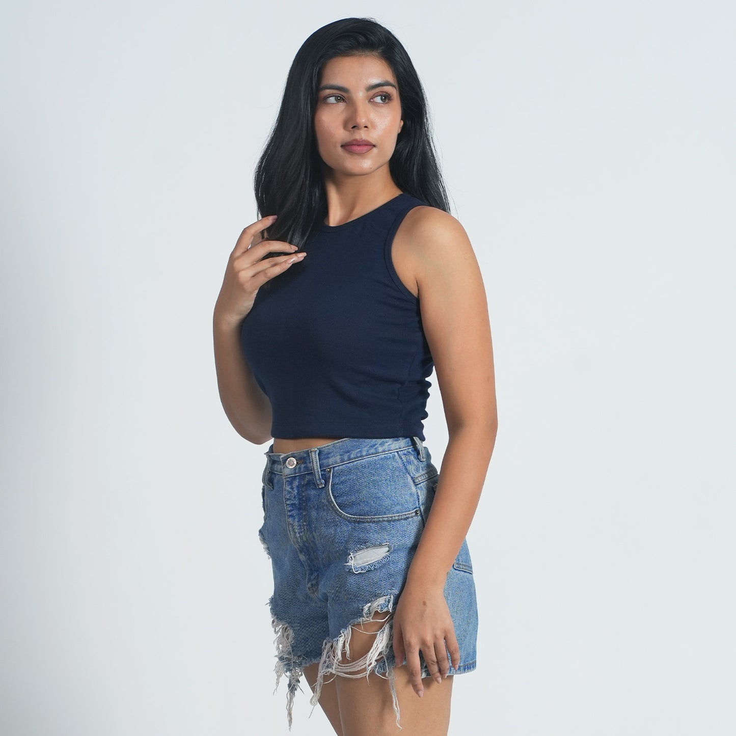 Women Sleeve less Navy blue Summer Wear Tank Top