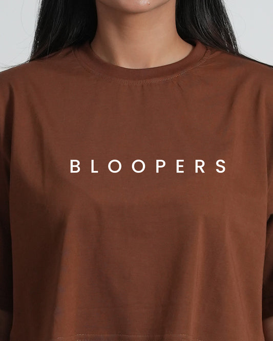 BLOOPERS BROWN TRENDY PRINTED CROP TOP FOR WOMEN