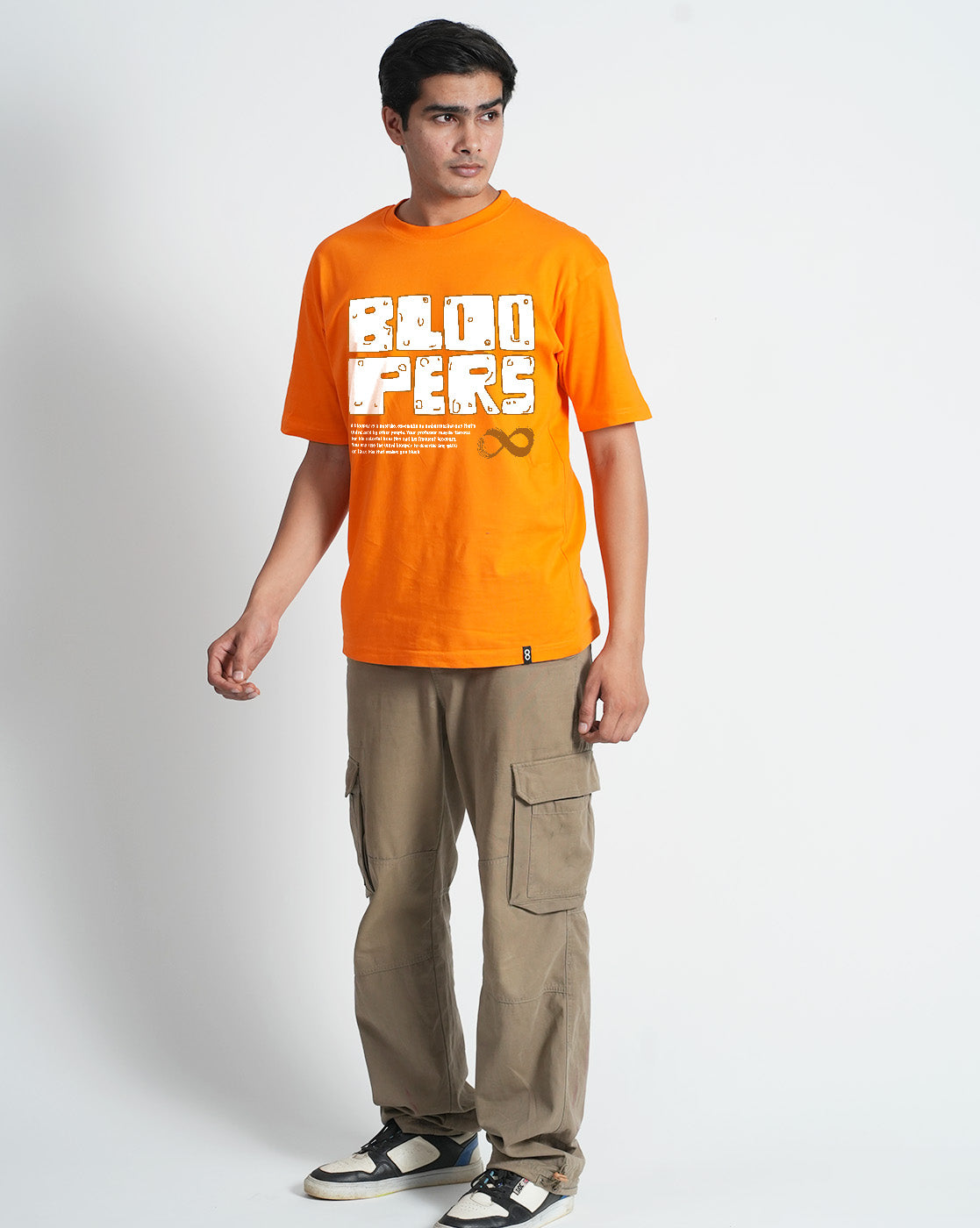 Bloopers infinity orange oversized half sleeve pure cotton t-shirt for Men