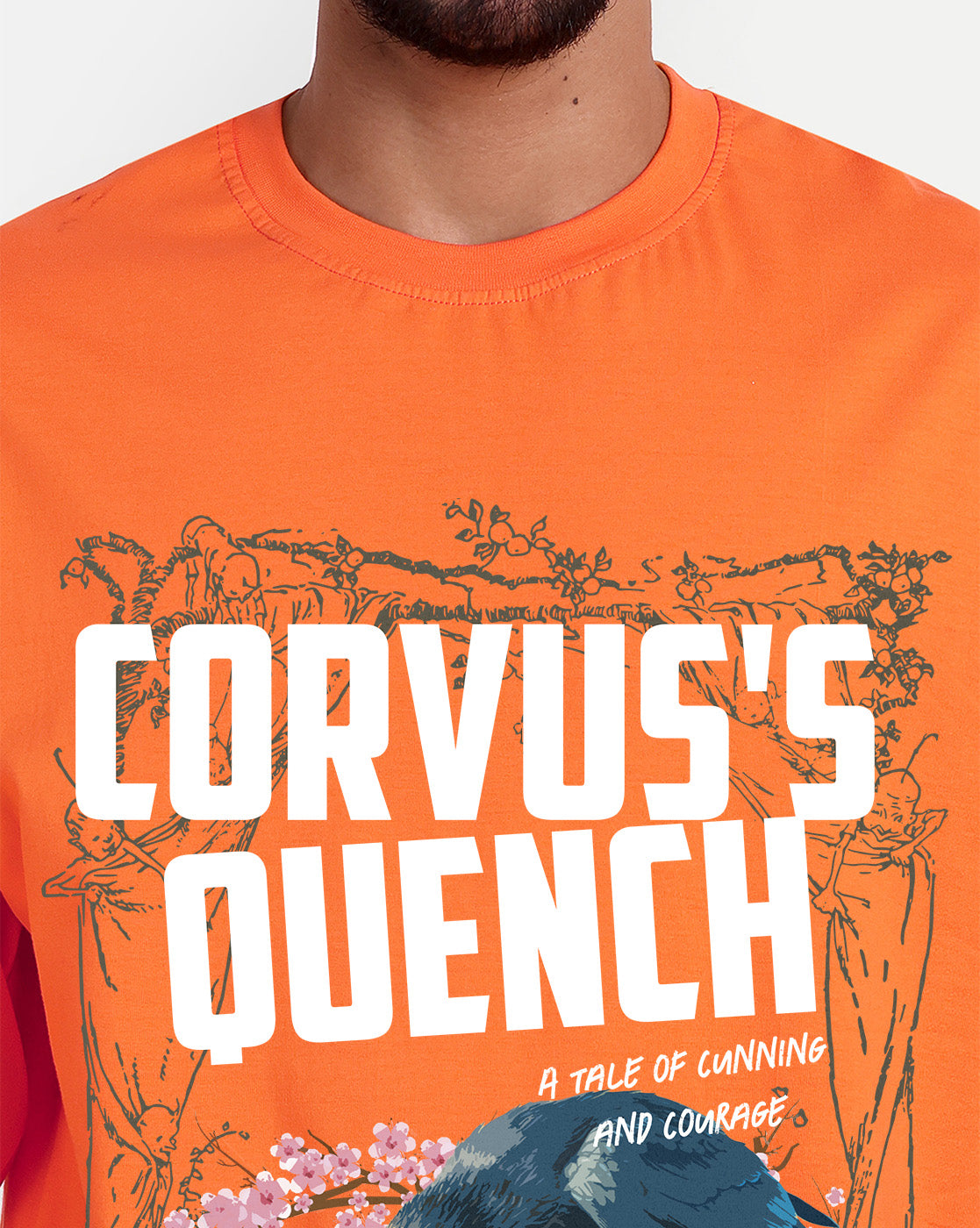 Corvus's Quench Oversized Orange Half Sleeve Summer Wear T-shirt