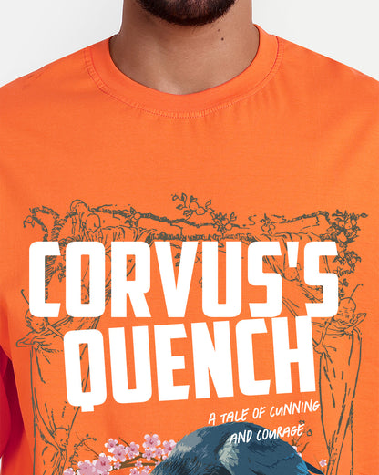 Corvus's Quench Oversized Orange Half Sleeve Summer Wear T-shirt