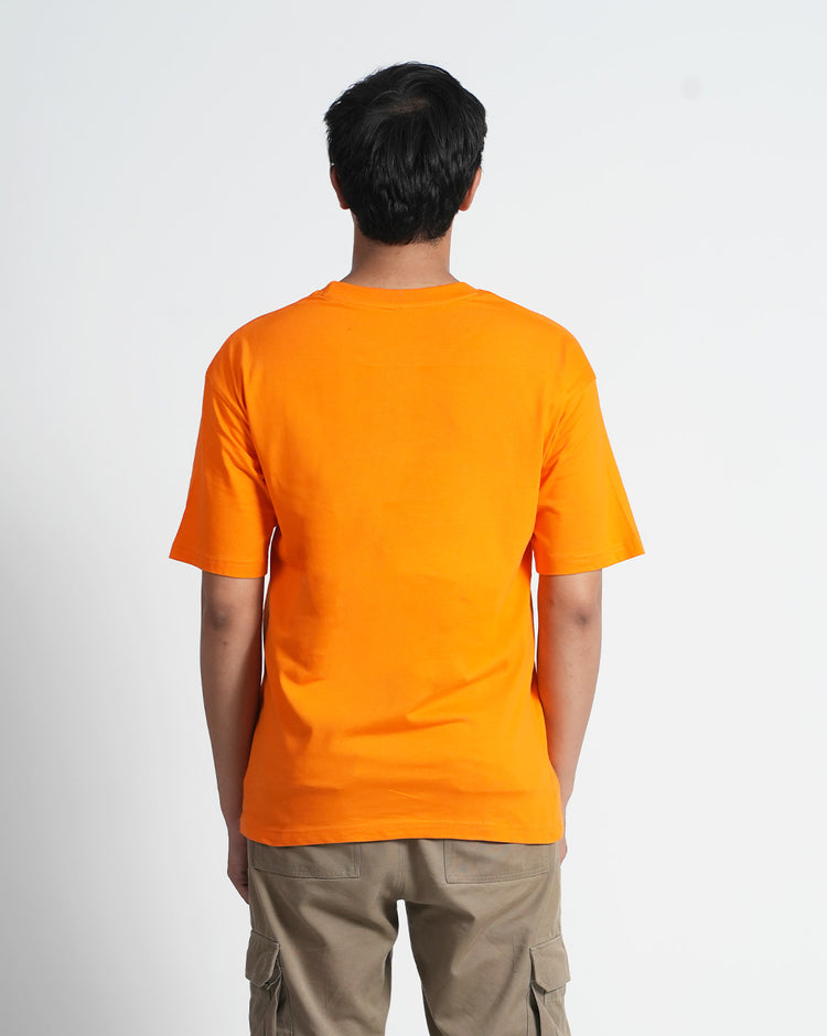Bloopers infinity orange oversized half sleeve pure cotton t-shirt for Men