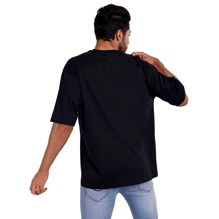 Corvus's Quench Black Oversized Black Half Sleeve Summer Wear T-shirt