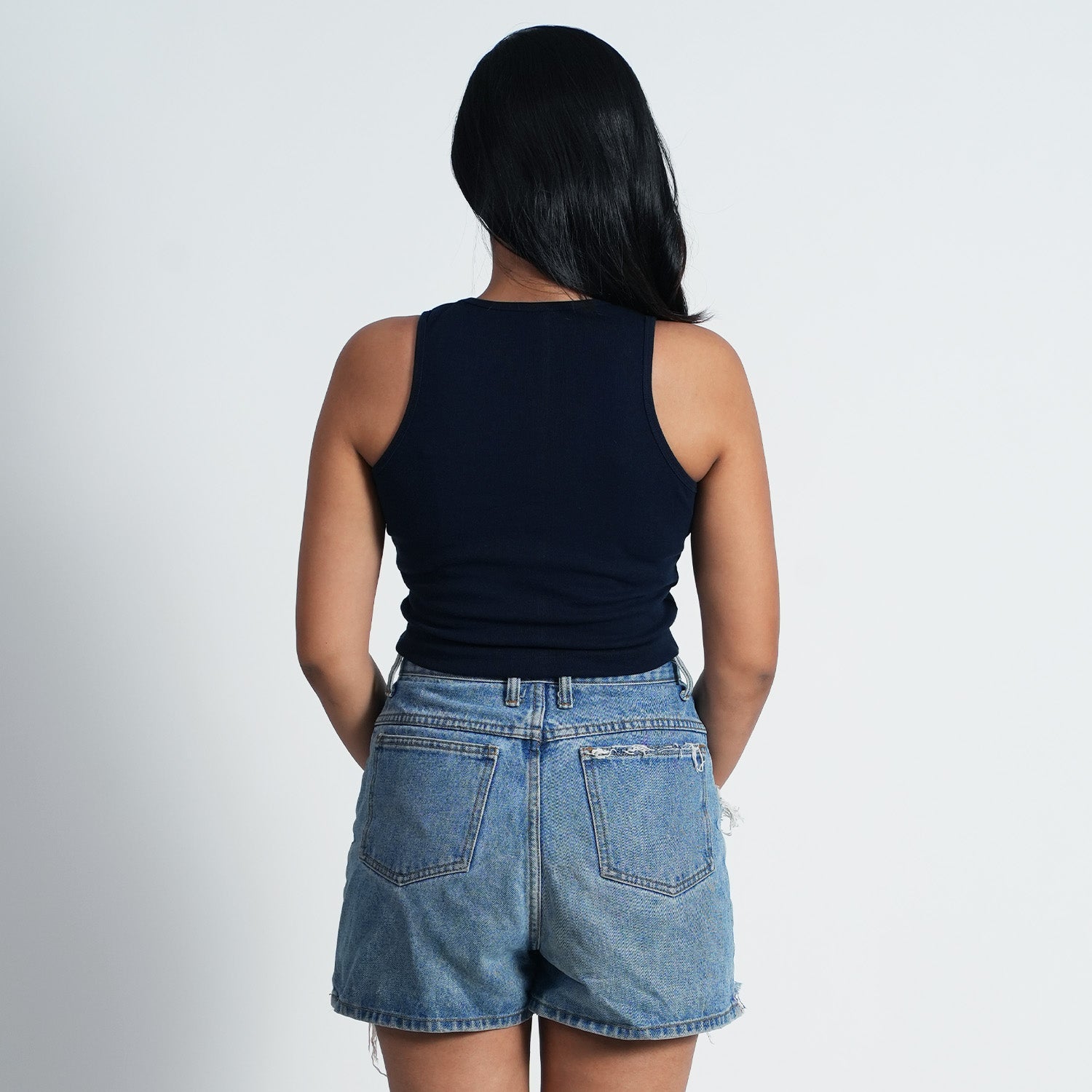 Women Sleeve less Navy blue Summer Wear Tank Top