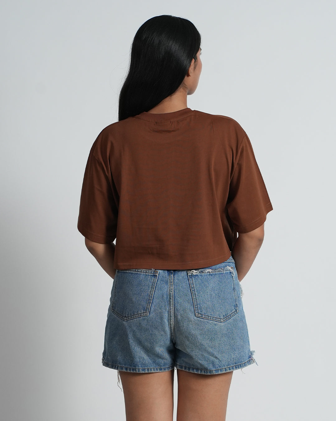 BLOOPERS BROWN TRENDY PRINTED CROP TOP FOR WOMEN