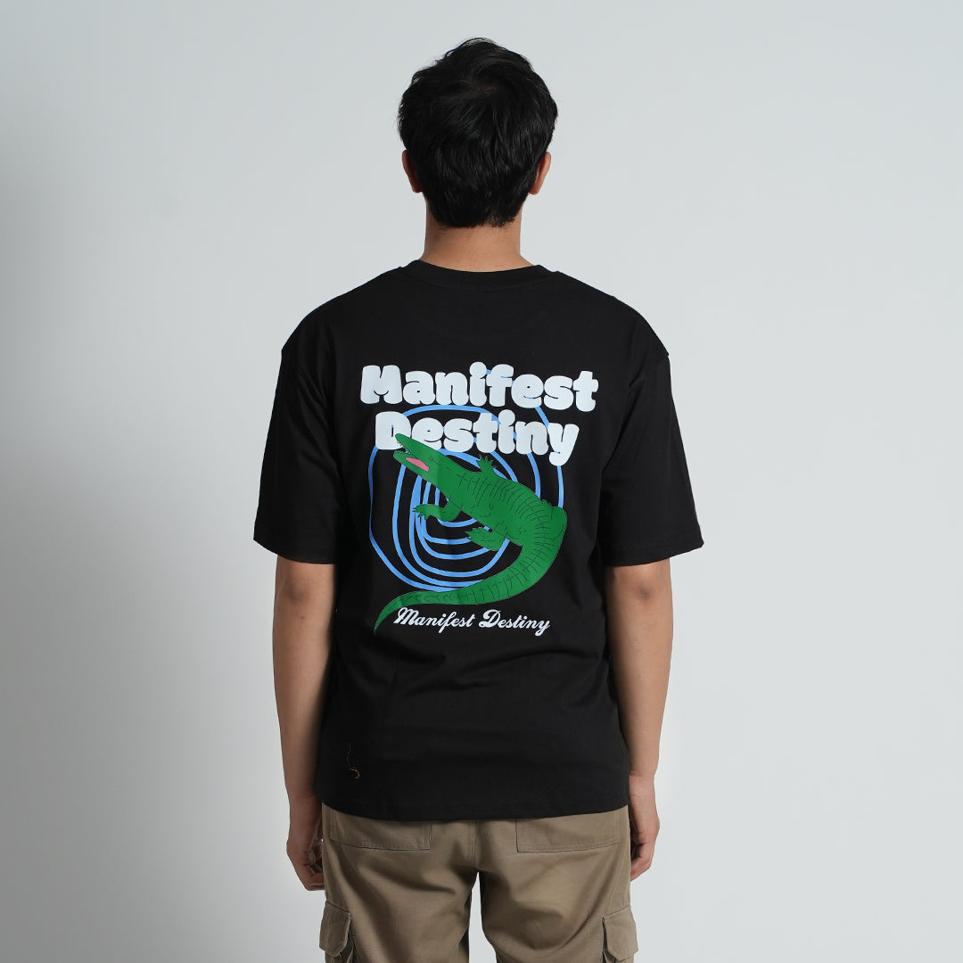 Menifest Black Oversized Half Sleeve Cotton T-shirt