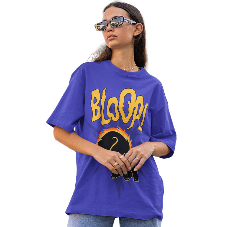 Bloop royalblue oversized loosefit dropshoulder t-shirt for women
