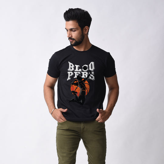 Bloopers Basket Ball Black Regular Fit Casual T-shirt For Men