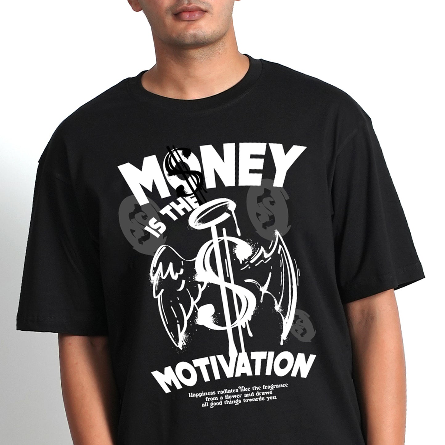 MONEY IS MOTIVATION BLACK OVERSIZED T-SHIRT