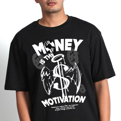 MONEY IS MOTIVATION BLACK OVERSIZED T-SHIRT