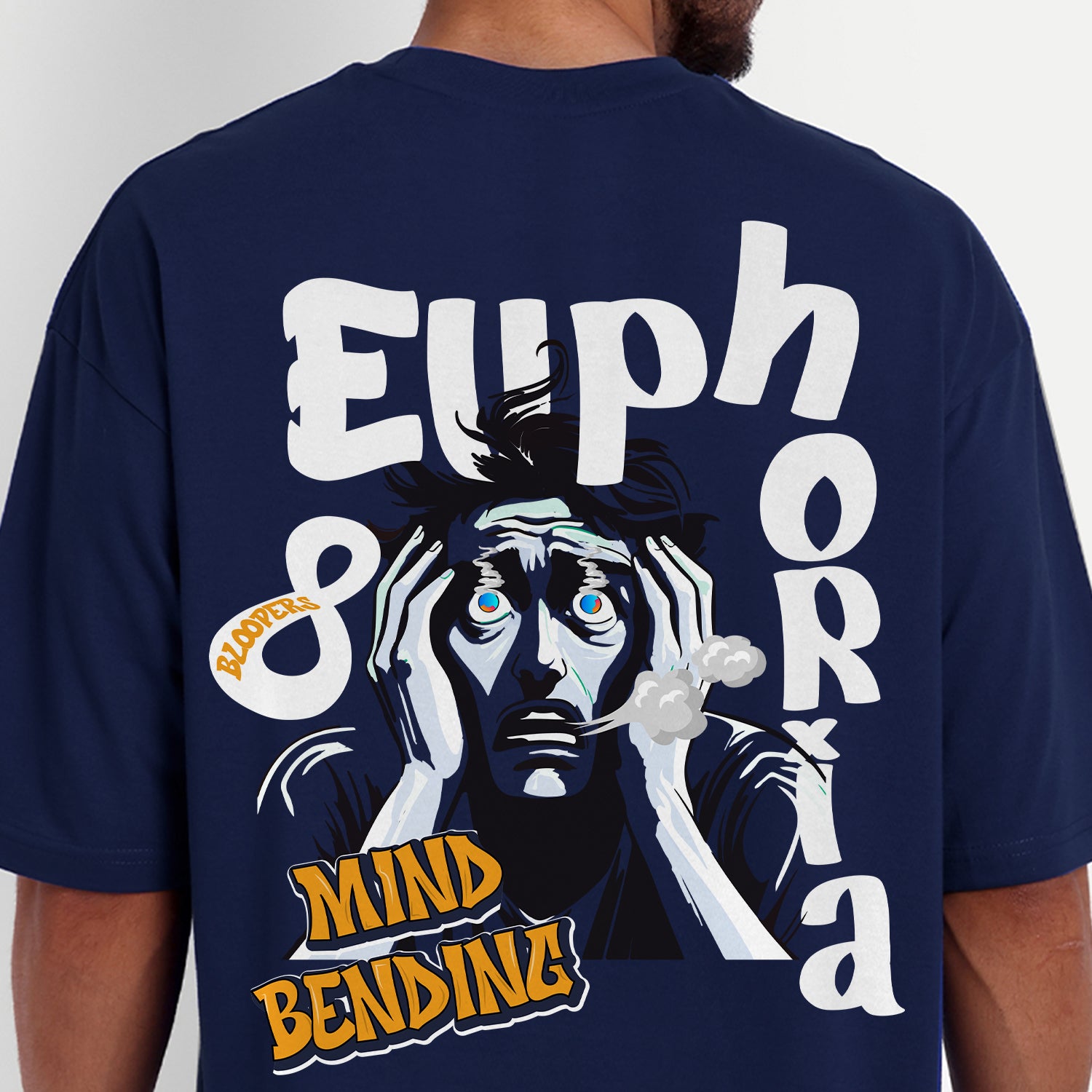 Euphoria Oversized Drop shoulder Navy Blue T-shirt for Men
