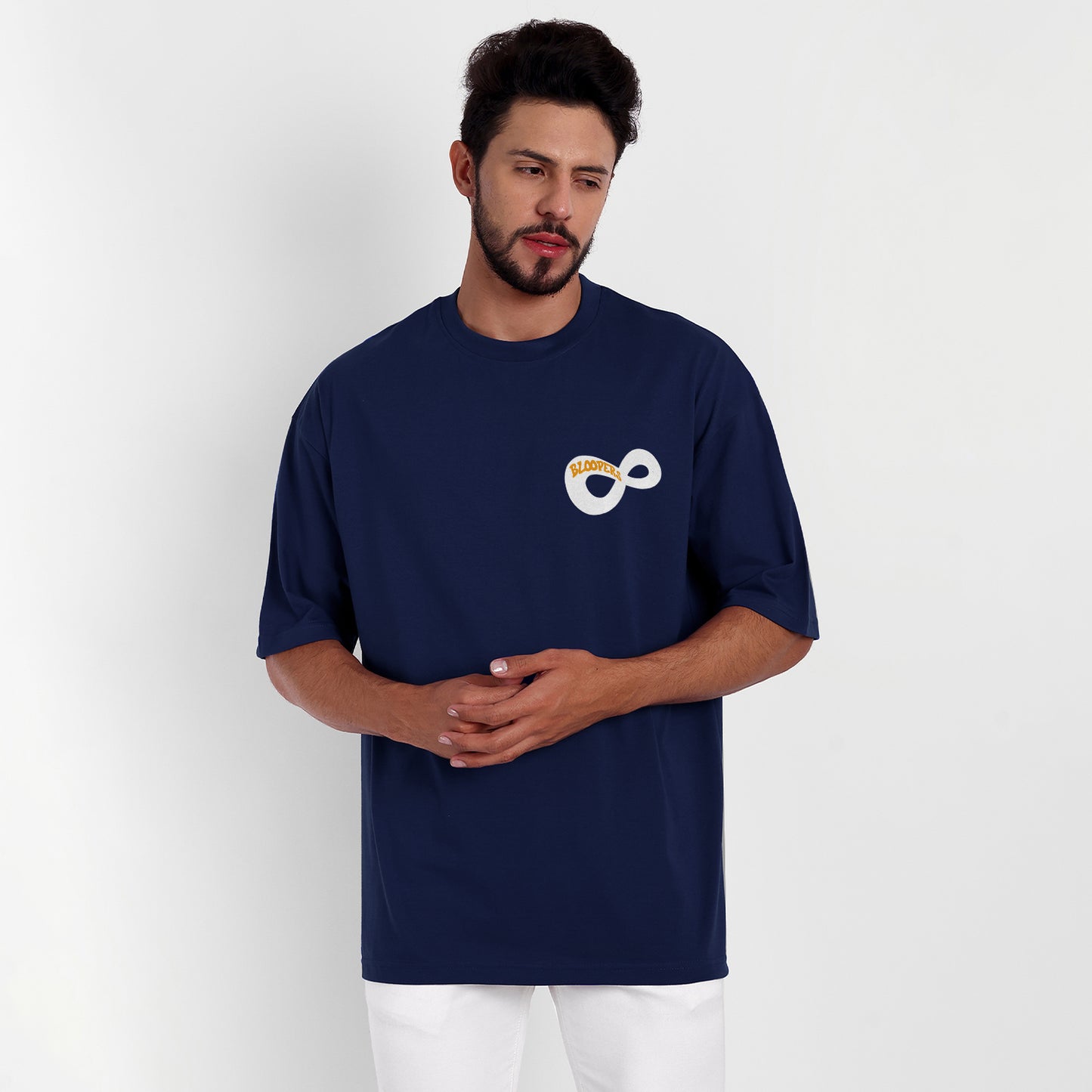 Euphoria Oversized Drop shoulder Navy Blue T-shirt for Men