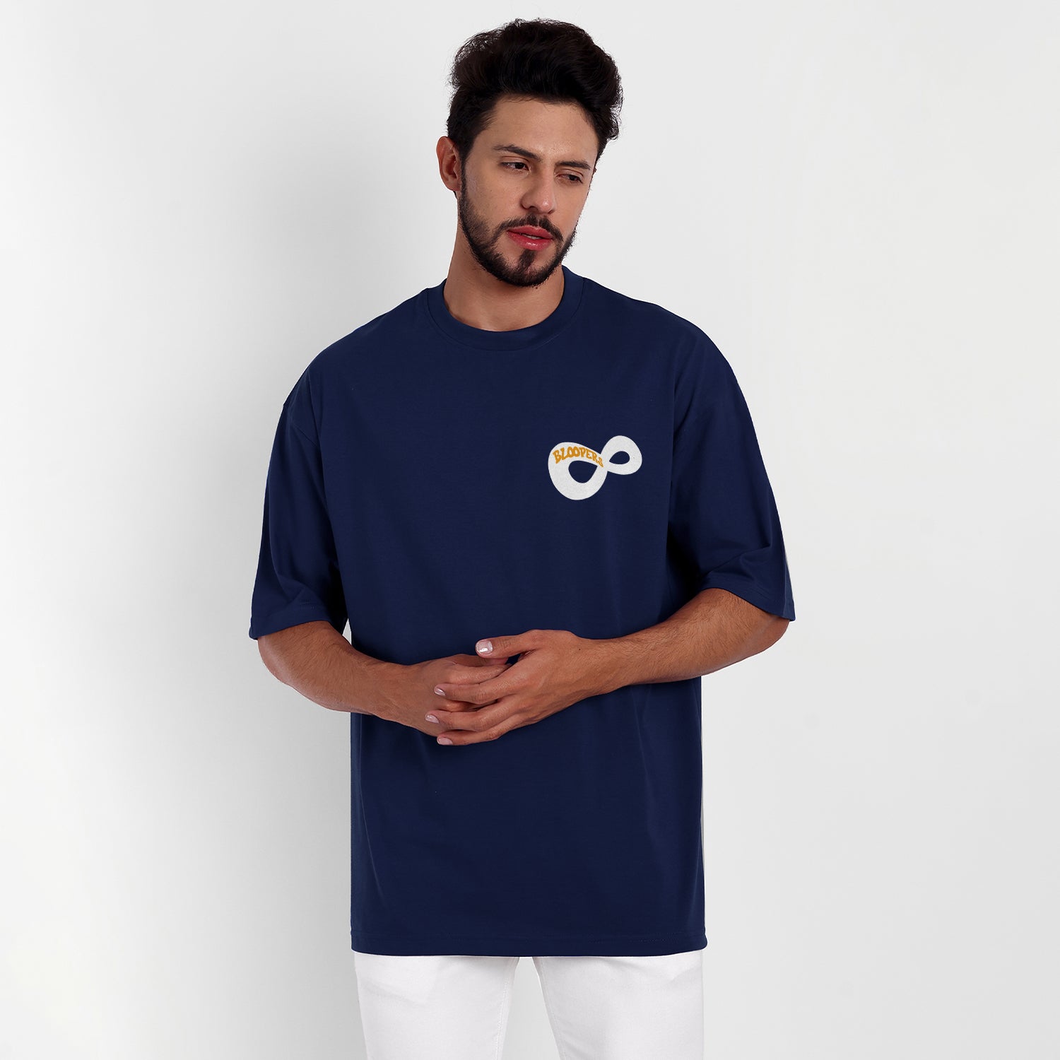 Euphoria Oversized Drop shoulder Navy Blue T-shirt for Men