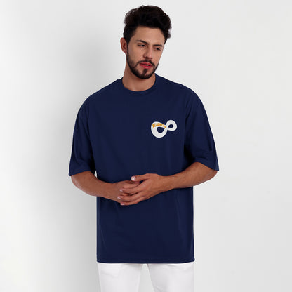 Euphoria Oversized Drop shoulder Navy Blue T-shirt for Men