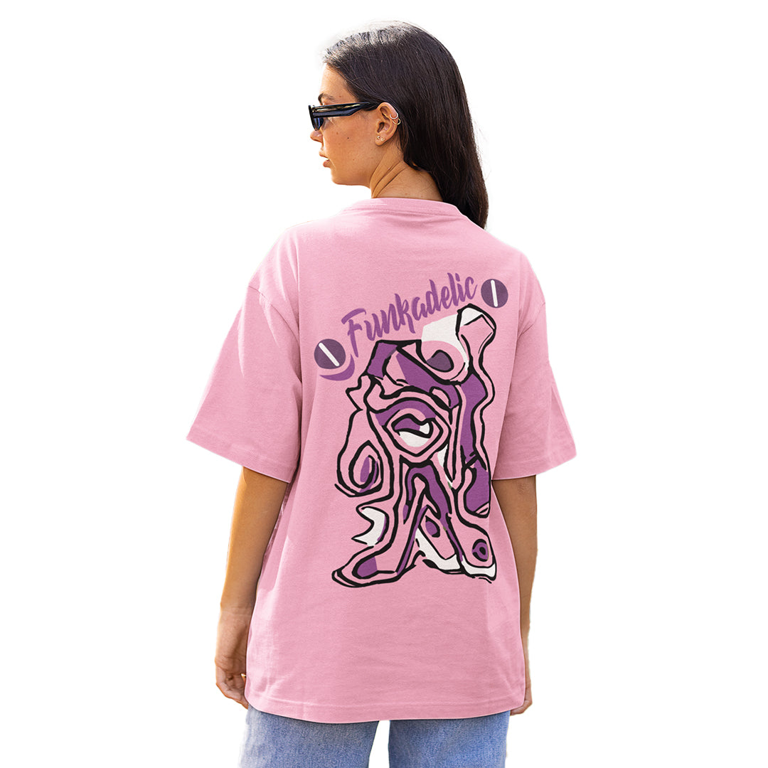 Funkadelic oversized roundneck  pastel pink t-shirt for women
