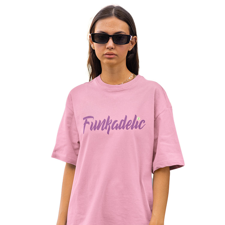 Funkadelic oversized roundneck  pastel pink t-shirt for women