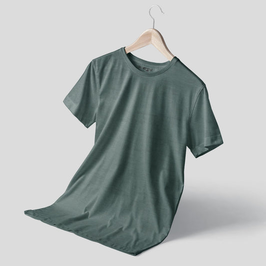 Basic Green Melange Regular Fit Roundneck T-shirt