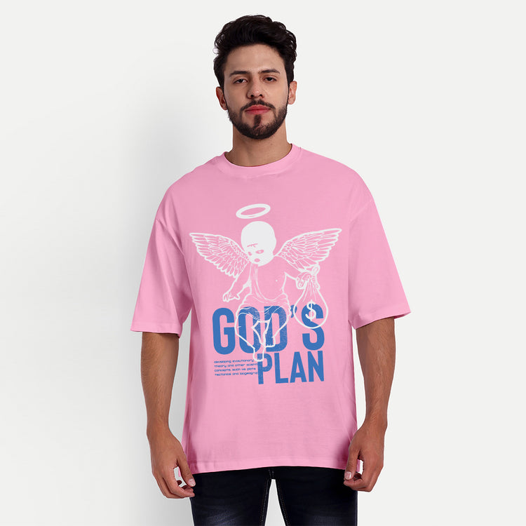 God's plan pastel pink dropshoulder t-shirt for men