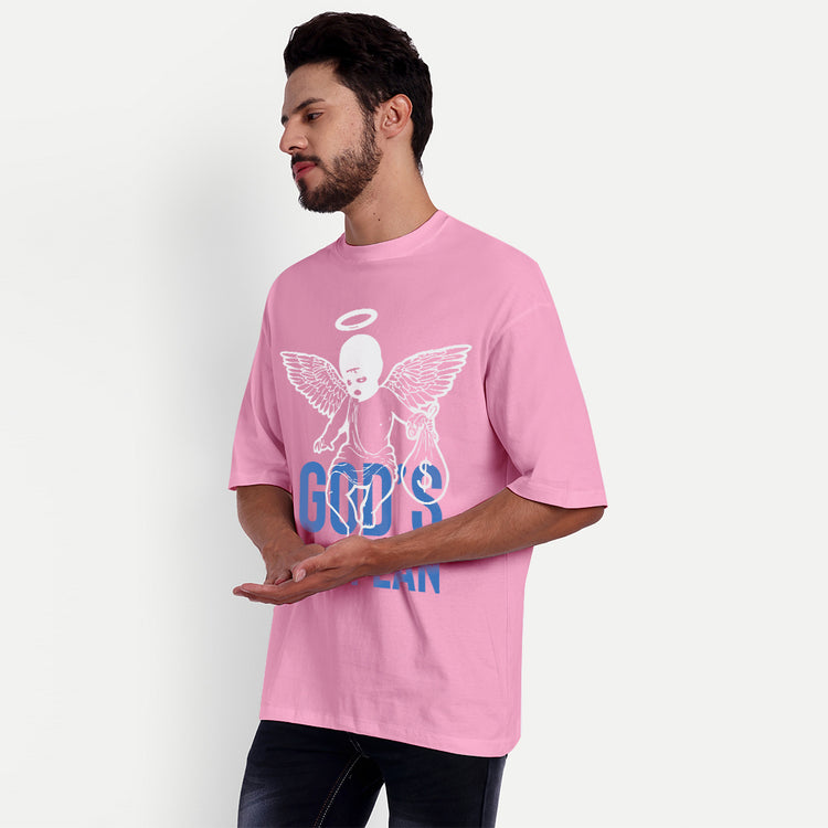 God's plan pastel pink dropshoulder t-shirt for men