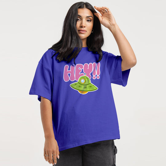 BLOOPERS HEY ROYAL BLUE OVERSIZE T-SHIRT