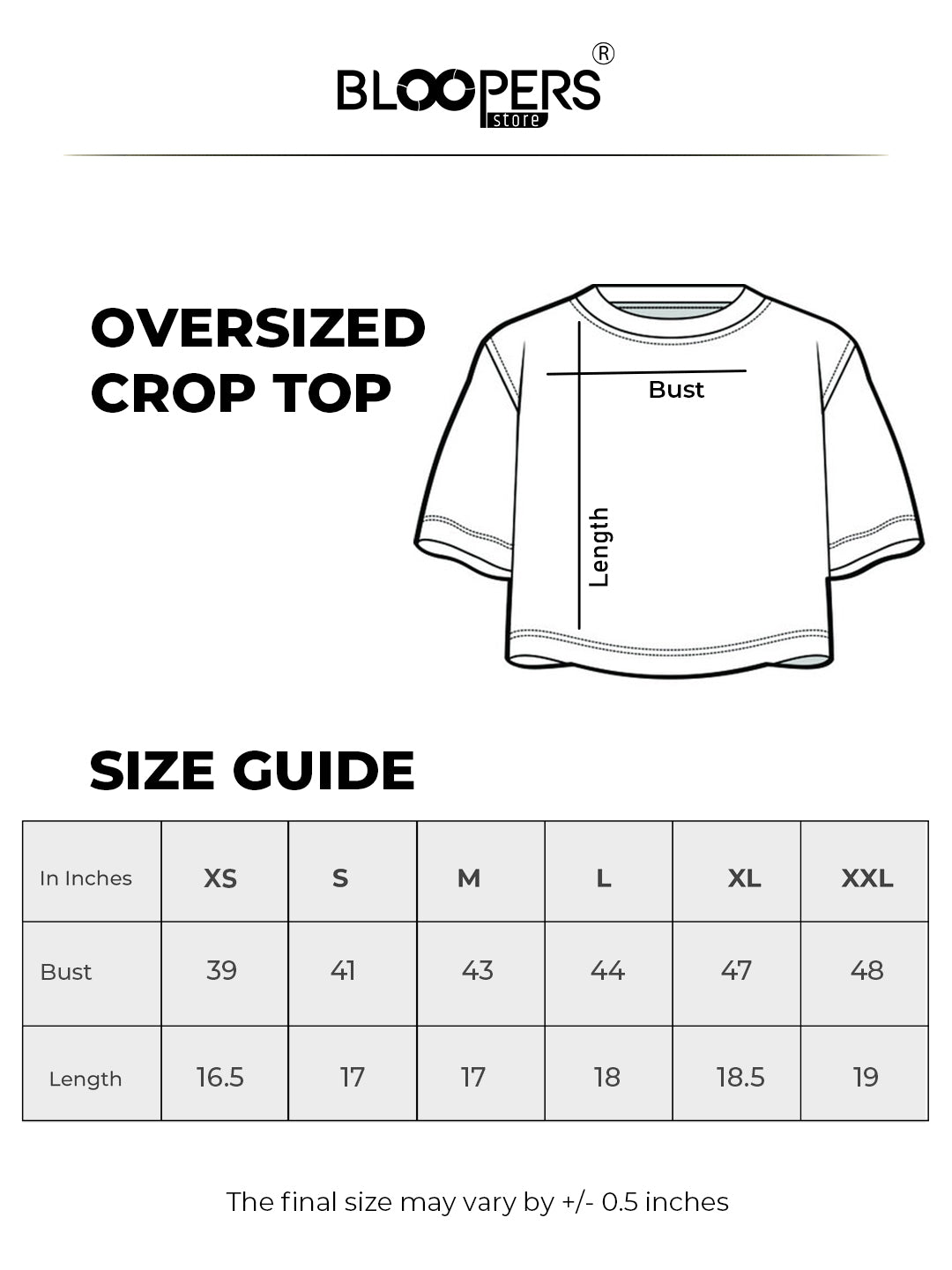 Women Oversized Half Sleeve Round Neck Croptop